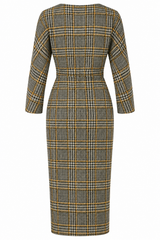 Robe cache-cœur en plaid