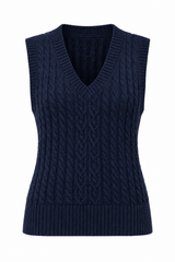 Tricot sans manche à câbles