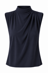 Top plissé en jersey mat à col roulé
