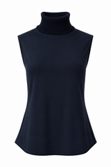 Haut sans manche en jersey mat à col roulé tricot