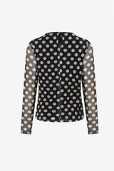 Haut manches longues mesh polka dot