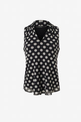 Haut sans manche mesh polka dot
