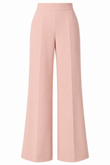 Pantalon à taille haute et à jambe large à plis pressés