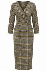 Robe cache-cœur en plaid