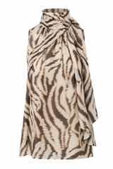 Blouse imprimée sans manche avec foulard