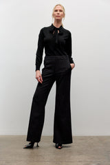 Fine merino blend tie-neck sweater