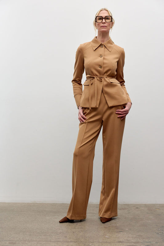 Scuba Wide-Leg Pintuck Pant