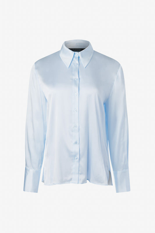 Button down classic stretch silk blouse