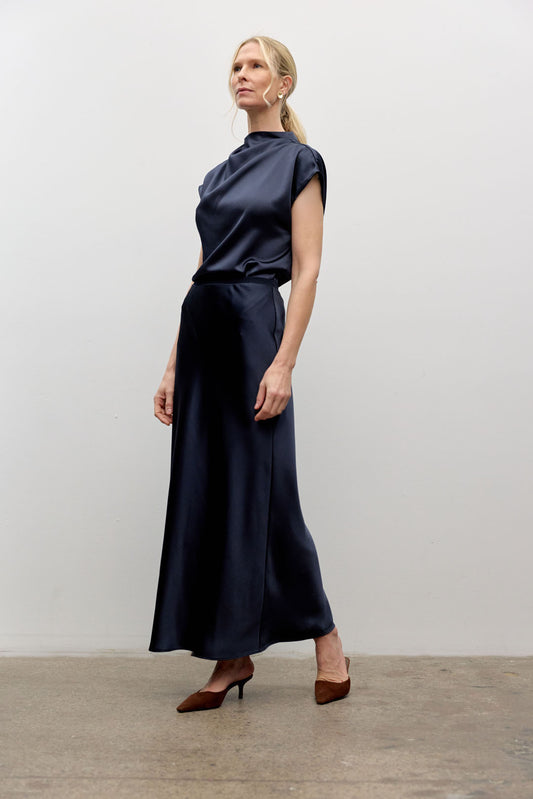 Satin maxi slip skirt