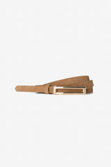 Skinny Genuine Suede belt with Gold rectangluar buckle