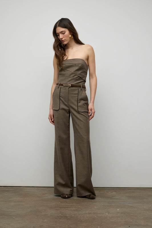 Pant with leather piping
