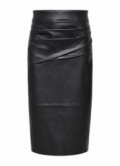 Draped leather skirt