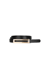 Slim genuine leather belt with rectangular buckle