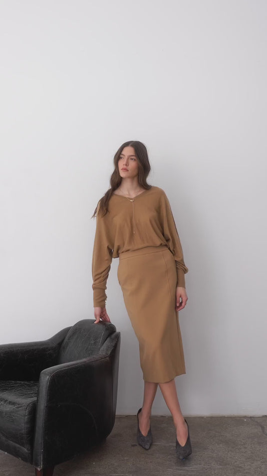 Tricot mélange encolure en V et boutons