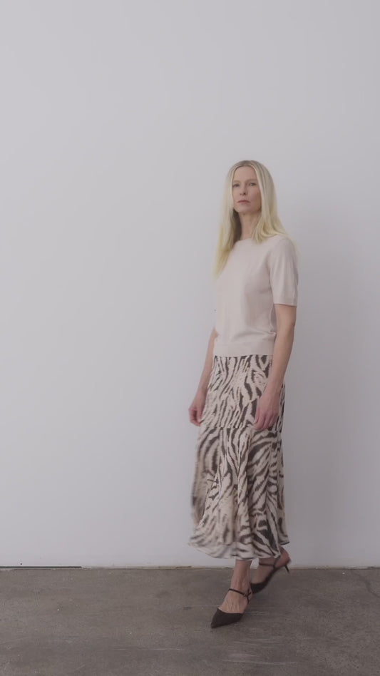 Printed mid length skirt