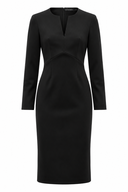 Scuba Long-Sleeve Fitted Dress