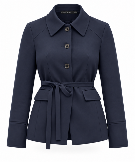 scuba Belted jacket with flap pockets