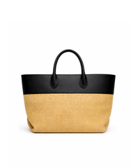 Iris leather & Straw Tote