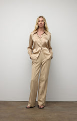 Button down classic stretch silk blouse