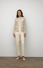 Jacket cuir perforé manche longue