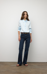 Button down classic stretch silk blouse