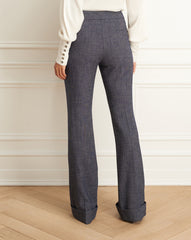 Blue Denim Straight Leg Pant Wth Cuff