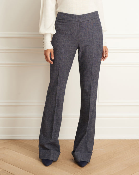 Blue Denim Straight Leg Pant Wth Cuff