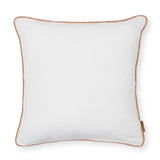 White cushion with leather piping
