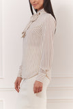 Pin Stripe Blouse With Tie