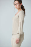 V-neck top with puffy sleeves