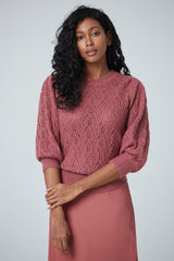 Sweater with gigot sleeve & mock neck