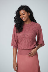 Sweater with gigot sleeve & mock neck