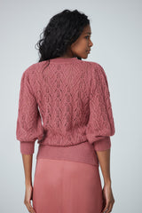 Sweater with gigot sleeve & mock neck