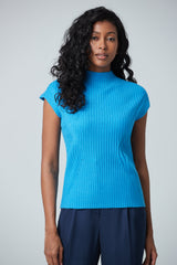 Pull sans manche col cheminée avec pointelle et côtes