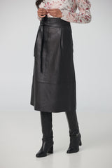 Jupe ligne A en cuir d'agneau