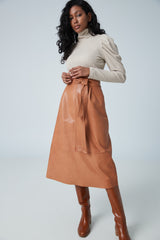 Jupe ligne A en cuir d'agneau