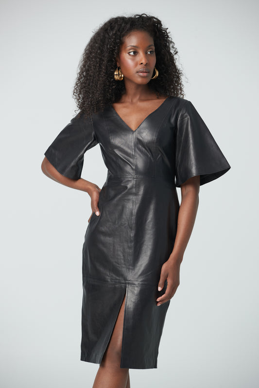 Lamb leather power dress