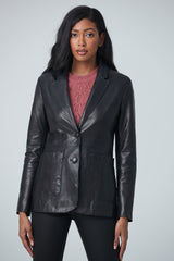 Lamb leather boyfriend jacket