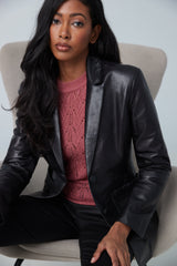 Lamb leather boyfriend jacket