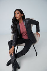 Lamb leather boyfriend jacket