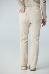 Straight leg crop pant with faux leather insert