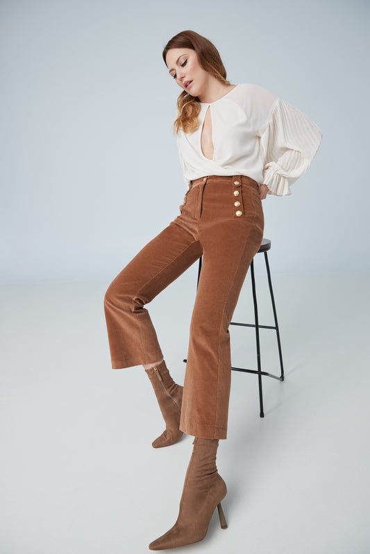 Crop flared sailor pant