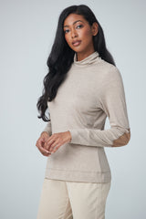 Turtleneck with faux suede elbow patch