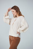 Pleated sleeve blouse with folded front