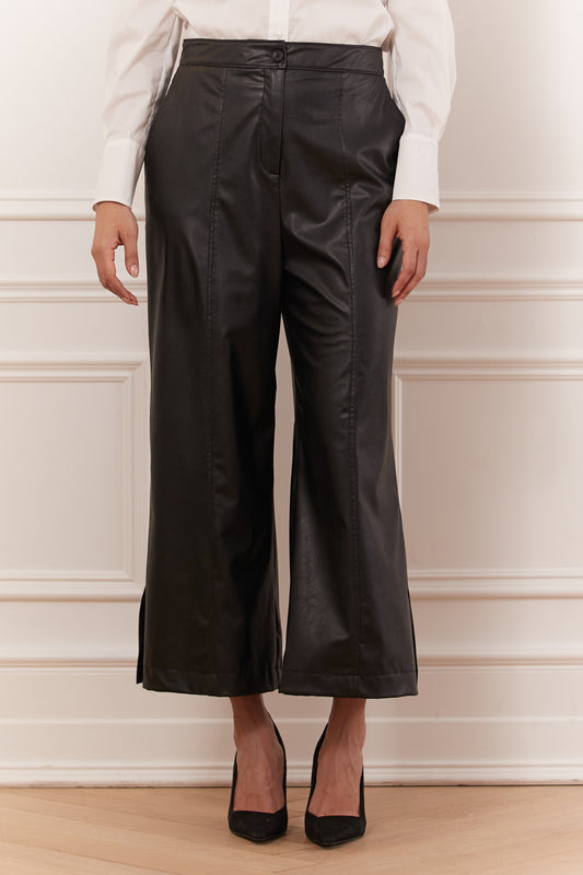 Faux leather culotte pant