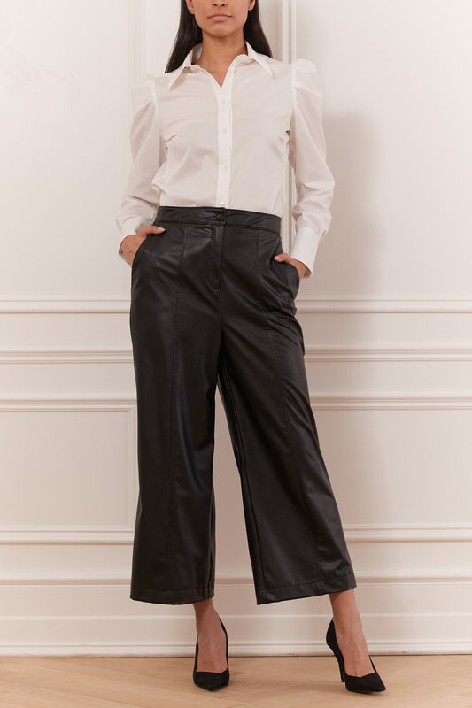 Faux leather culotte pant