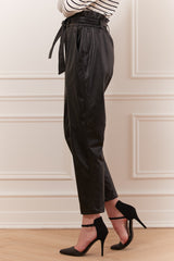 Faux leather paperbag pant