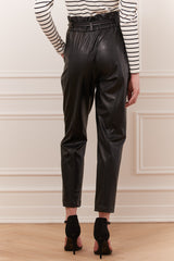 Faux leather paperbag pant