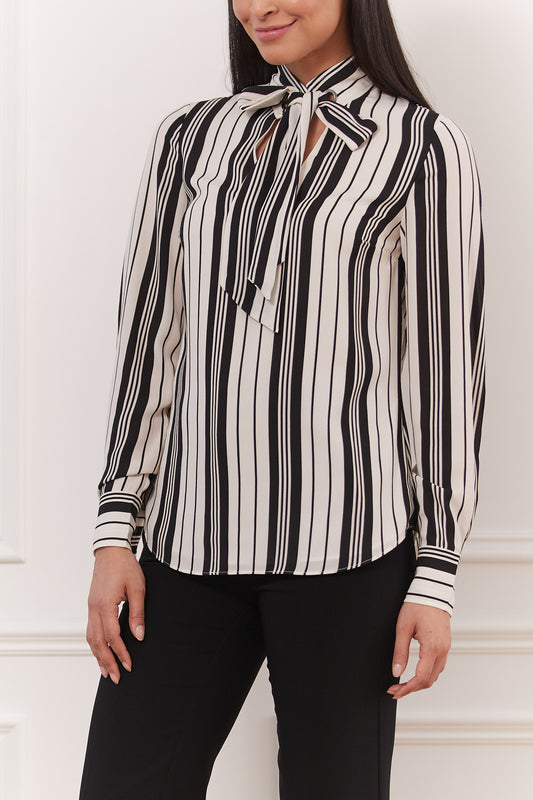 Striped Blouse Wth Scarf