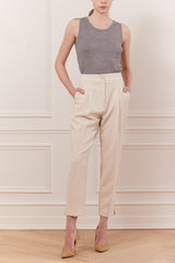 Crop pant with front pleat